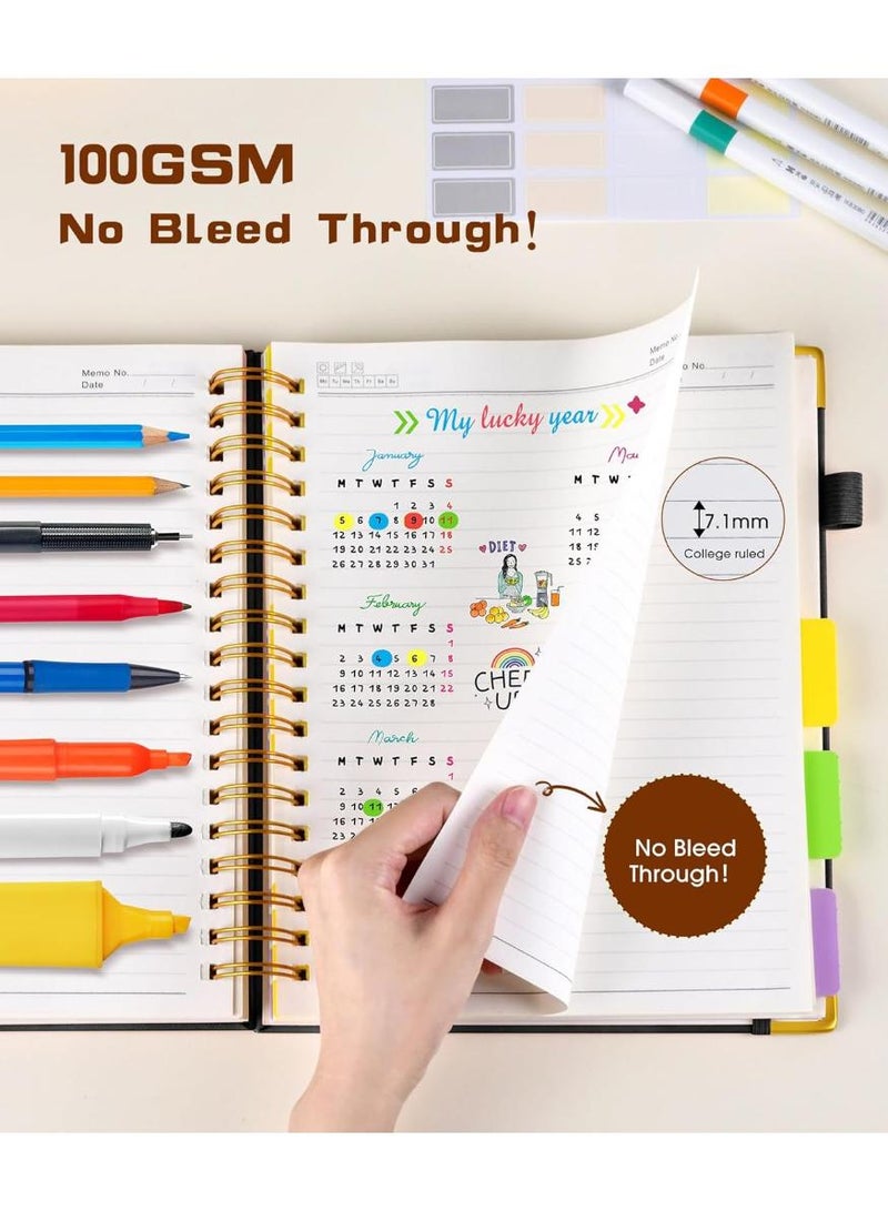 PAPERSAY A5 Hardcover Spiral Notebook Journal - 150 Sheets/300 Pages, 5 Subjects, College-ruled. With Removable Dividers , Leather/Faux Leather. For Work, School, Note-Taking, Ideal for Students(Black) - Image 5
